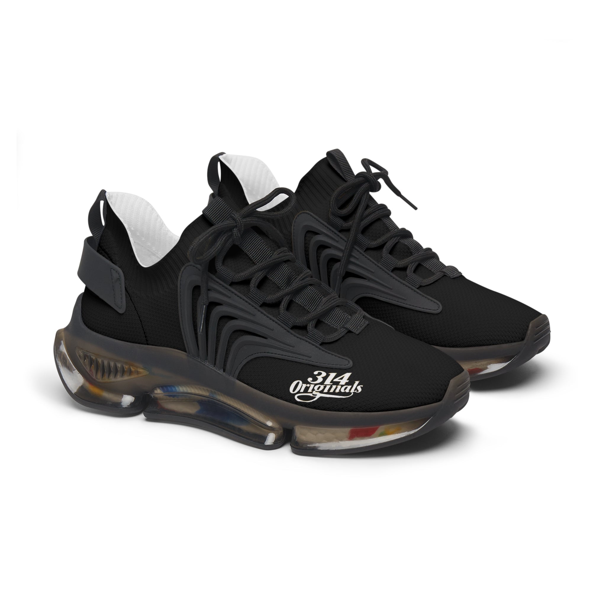 Women's Black Mesh Sneakers — Lightweight Athletic Running Shoes with '314 Originals' Accent - 314 Originals