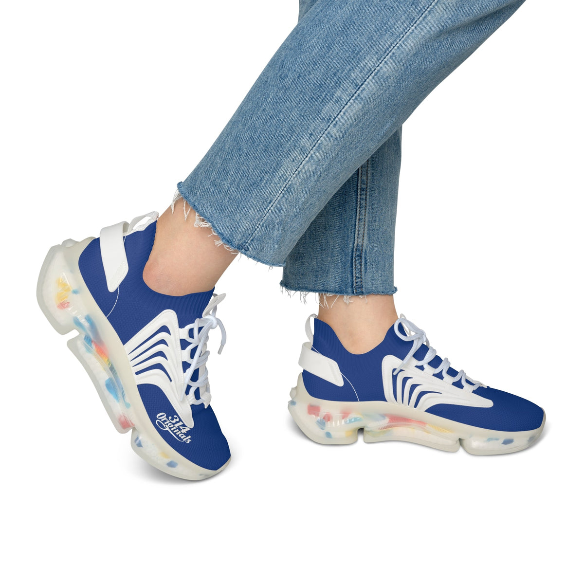 Women's Blue Mesh Sneakers — Lightweight Athletic Running Shoes with '314 Originals' Accent - 314 Originals