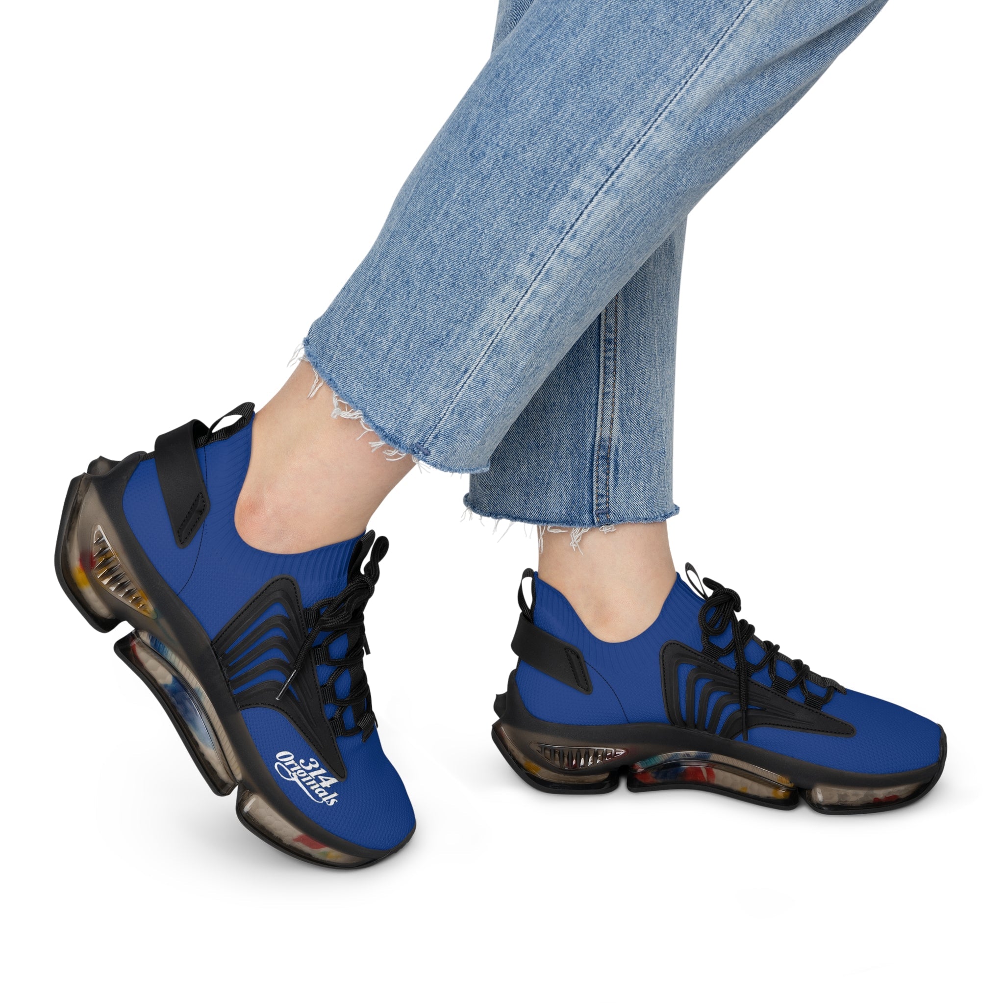 Women's Blue Mesh Sneakers — Lightweight Athletic Running Shoes with '314 Originals' Accent - 314 Originals