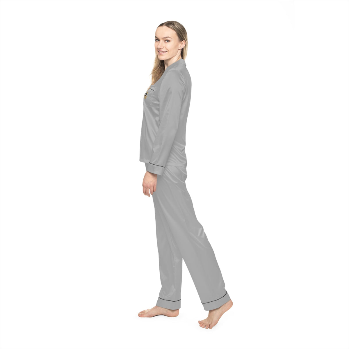 Women's Light Grey Satin Pajama Set — Luxurious Sleepwear - 314 Originals