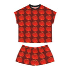 Women's Red Heart Pattern Short Pajama Set – Valentine's Sleepwear - 314 Originals