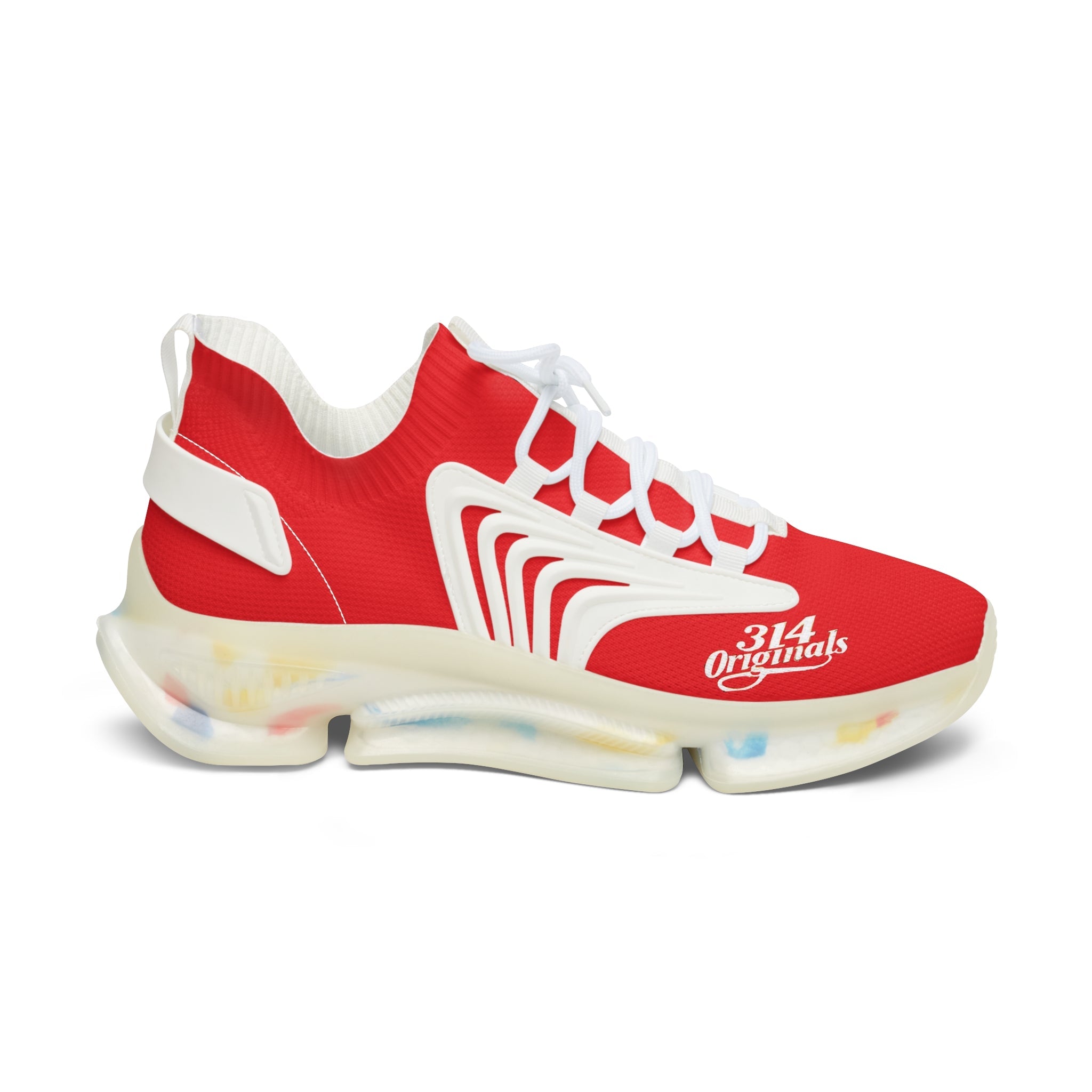 Women's Red Mesh Sneakers — Lightweight Athletic Running Shoes with '314 Originals' Accent - 314 Originals