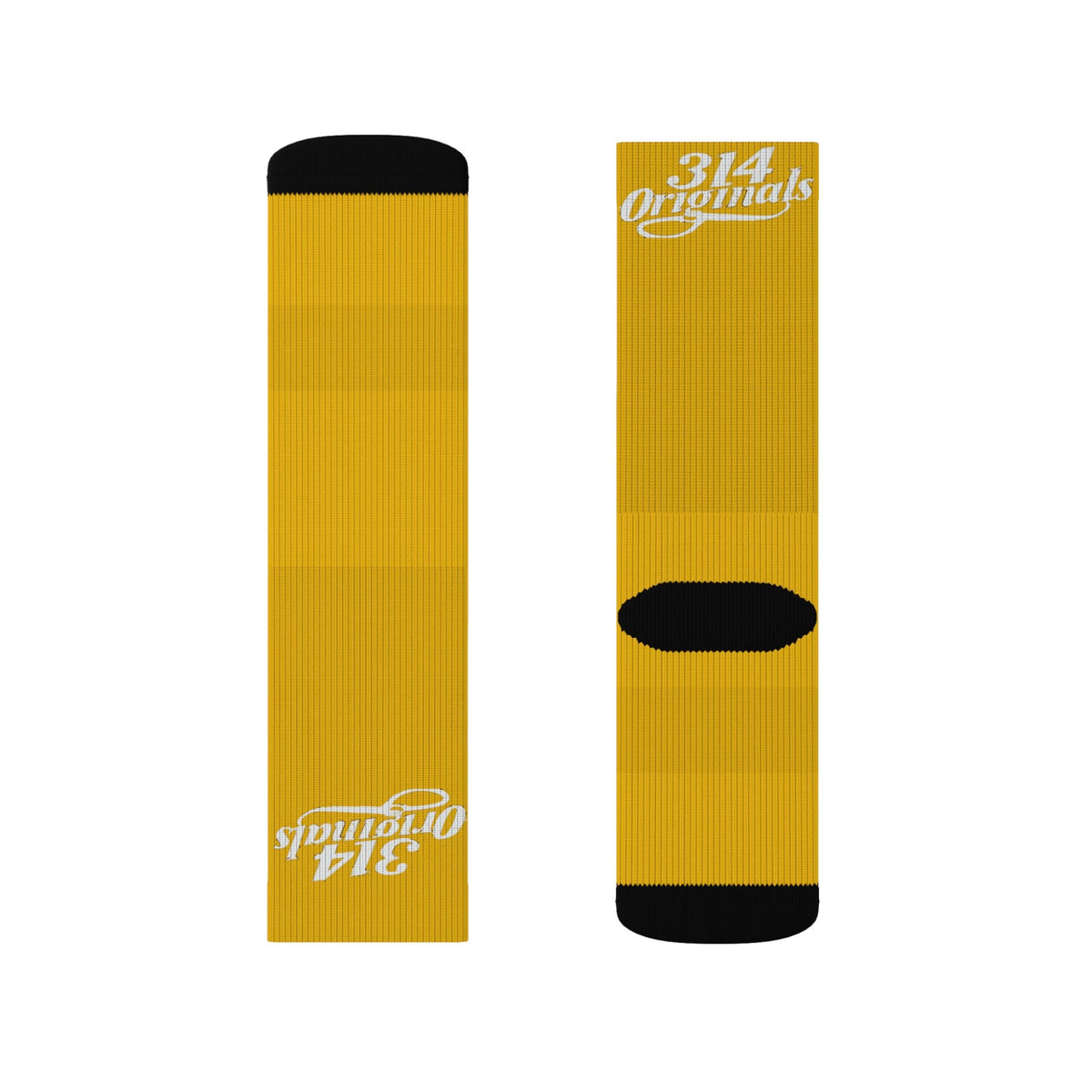 Yellow Sublimation Socks with '314 Originals' Script — Athletic Crew Socks - 314 Originals