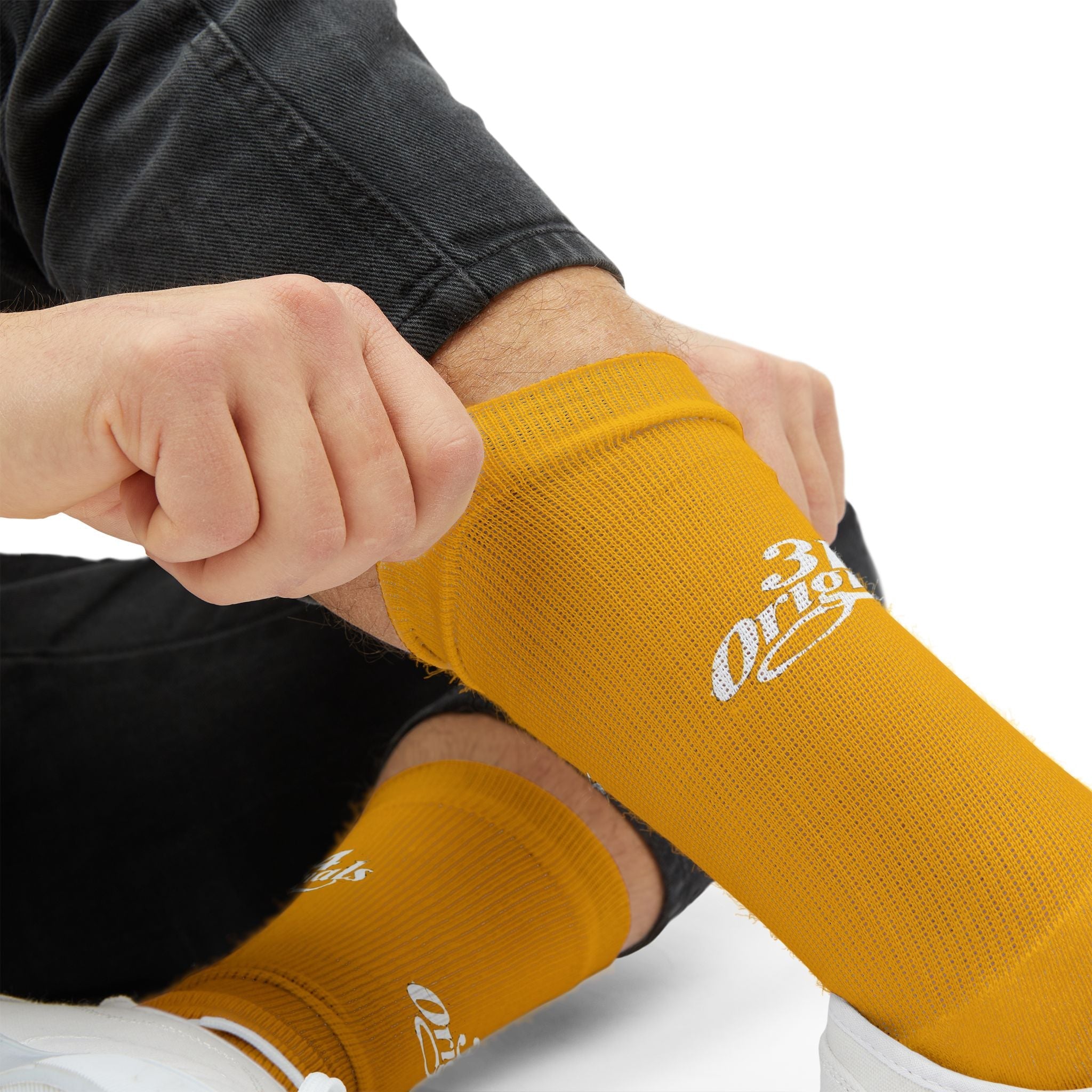 Yellow Sublimation Socks with '314 Originals' Script — Athletic Crew Socks - 314 Originals