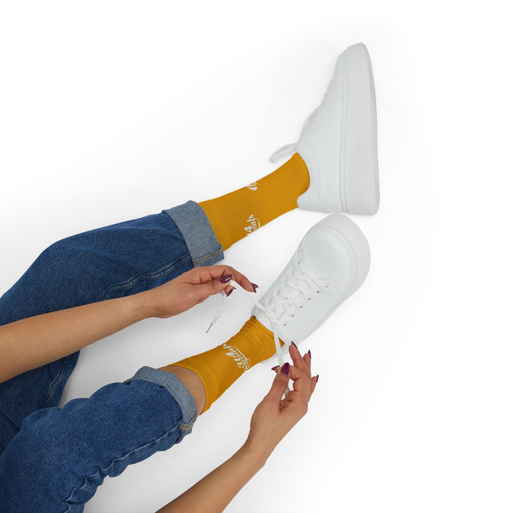 Yellow Sublimation Socks with '314 Originals' Script — Athletic Crew Socks - 314 Originals