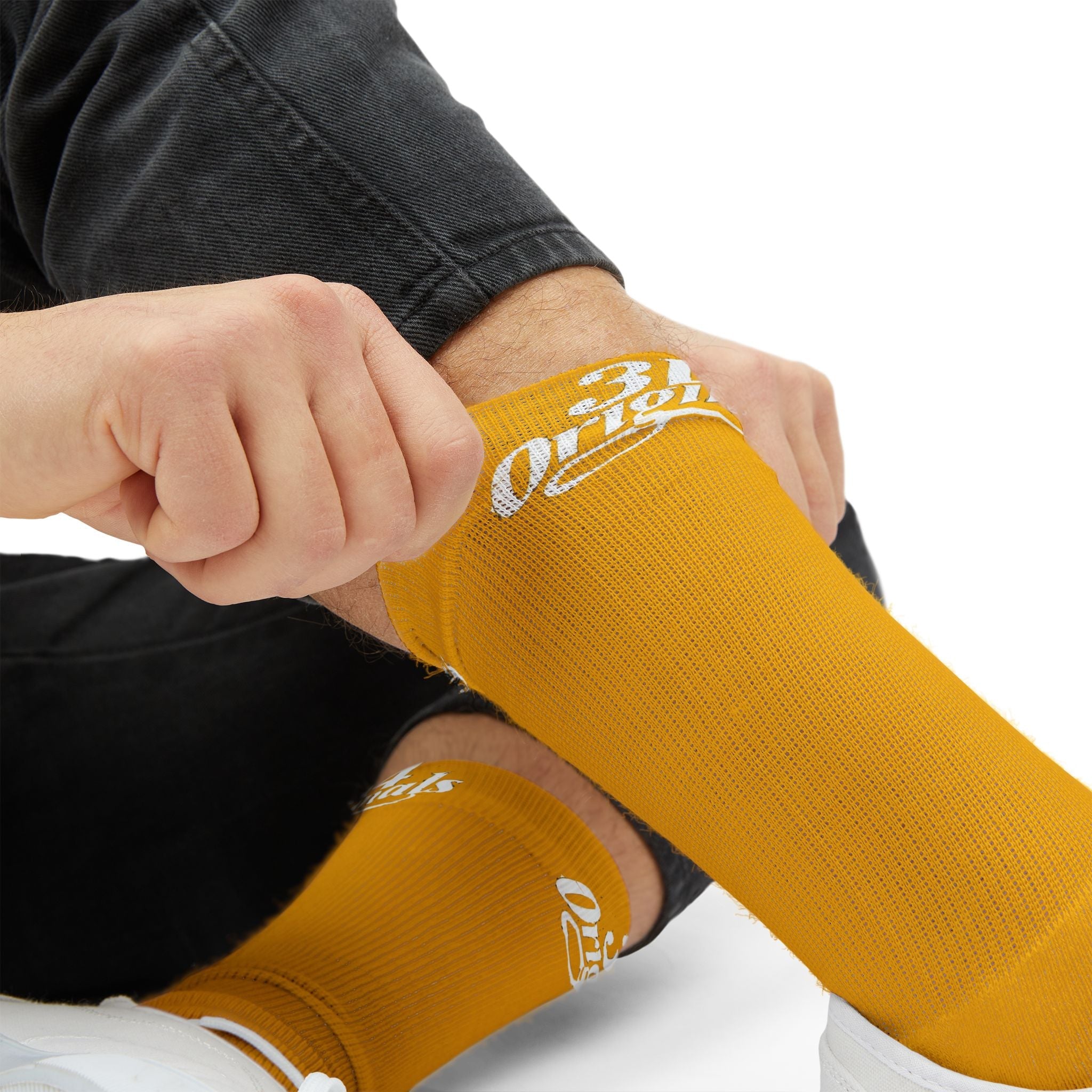 Yellow Sublimation Socks with '314 Originals' Script — Athletic Crew Socks - 314 Originals