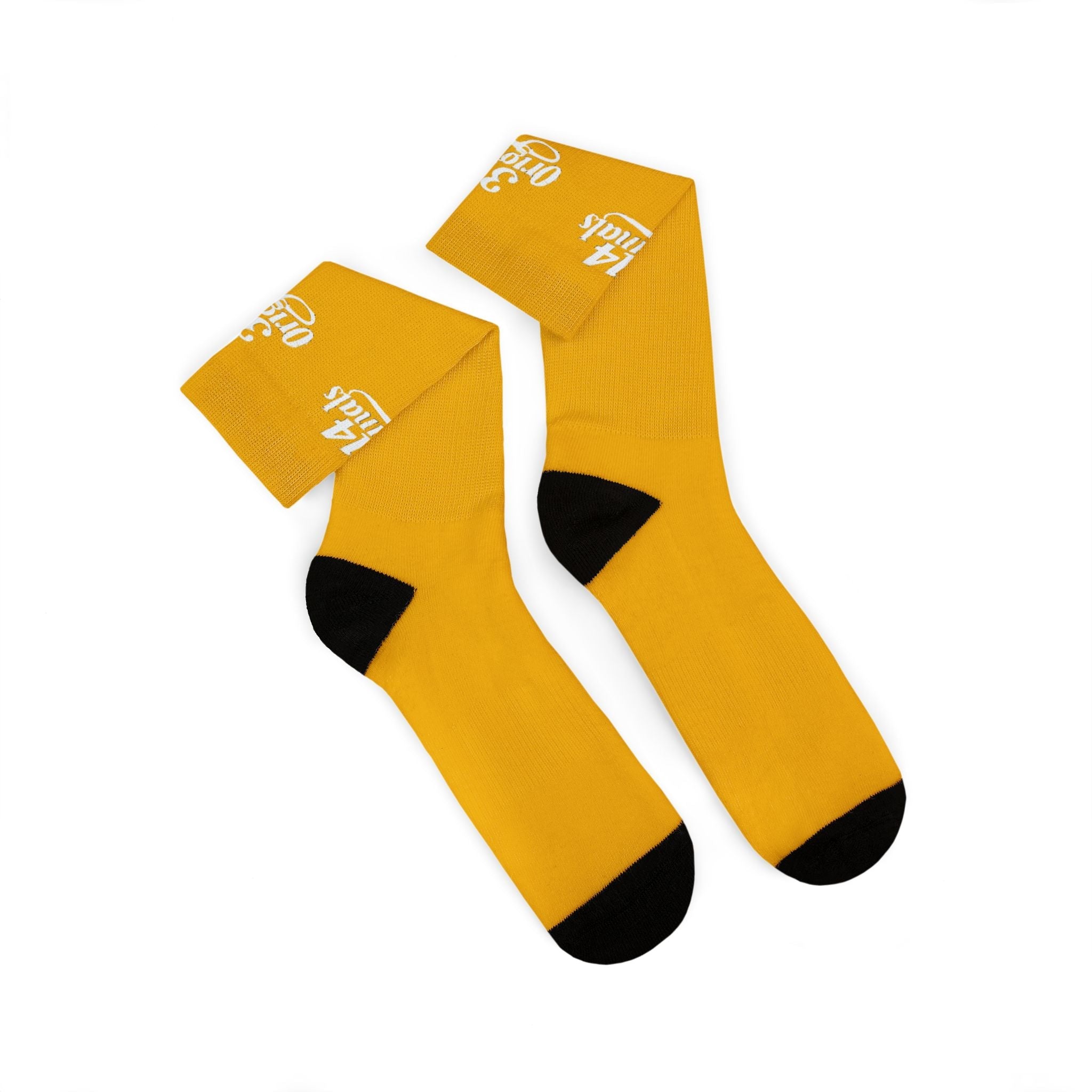 Yellow Sublimation Socks with '314 Originals' Script — Athletic Crew Socks - 314 Originals