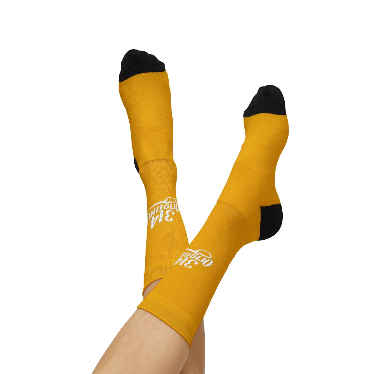 Yellow Sublimation Socks with '314 Originals' Script — Athletic Crew Socks - 314 Originals