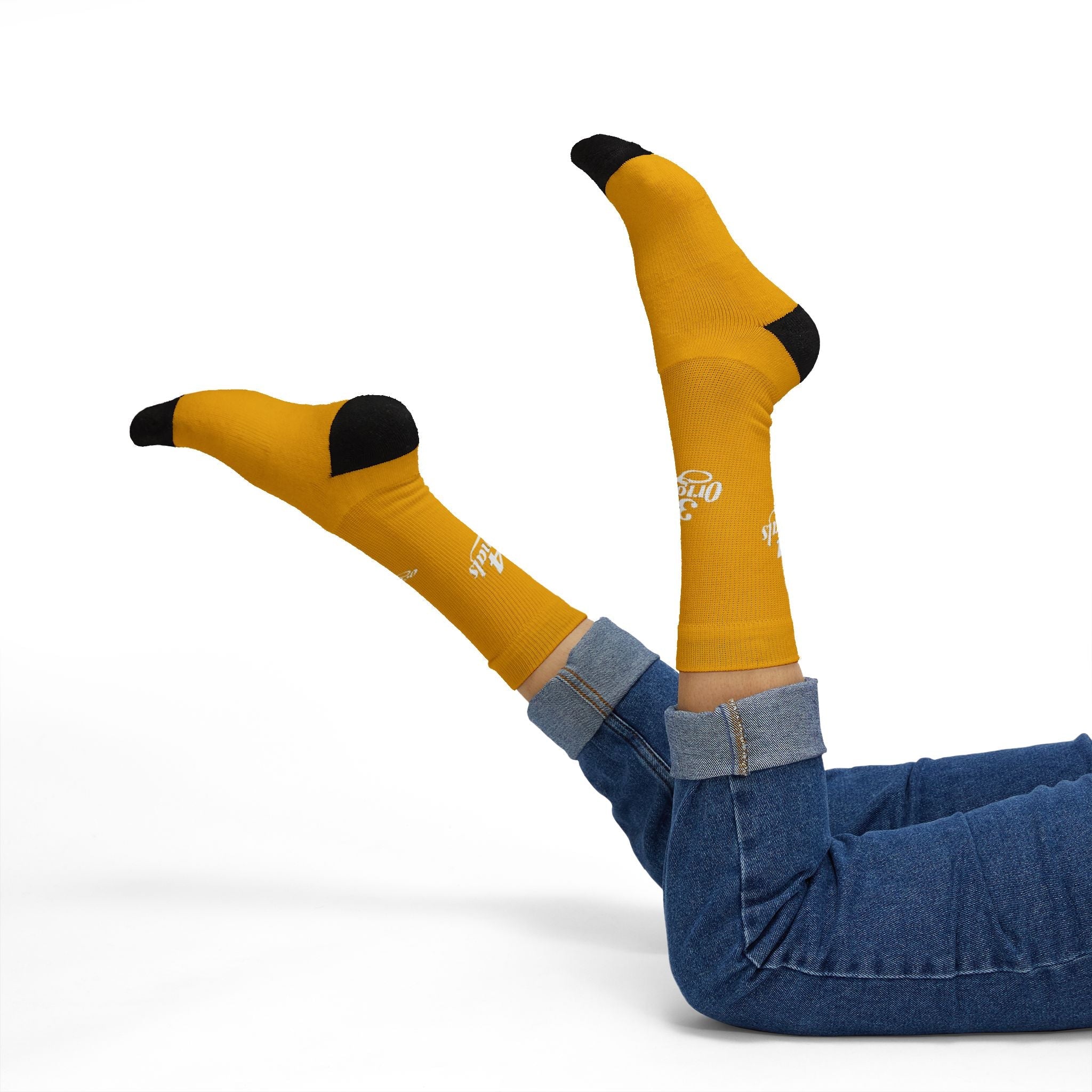 Yellow Sublimation Socks with '314 Originals' Script — Athletic Crew Socks - 314 Originals