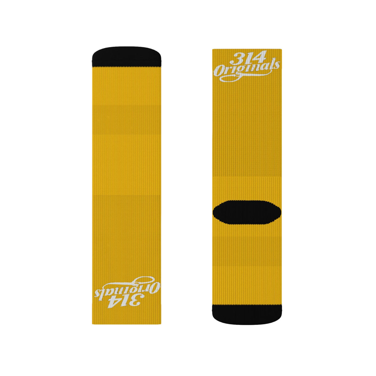 Yellow Sublimation Socks with '314 Originals' Script — Athletic Crew Socks - 314 Originals