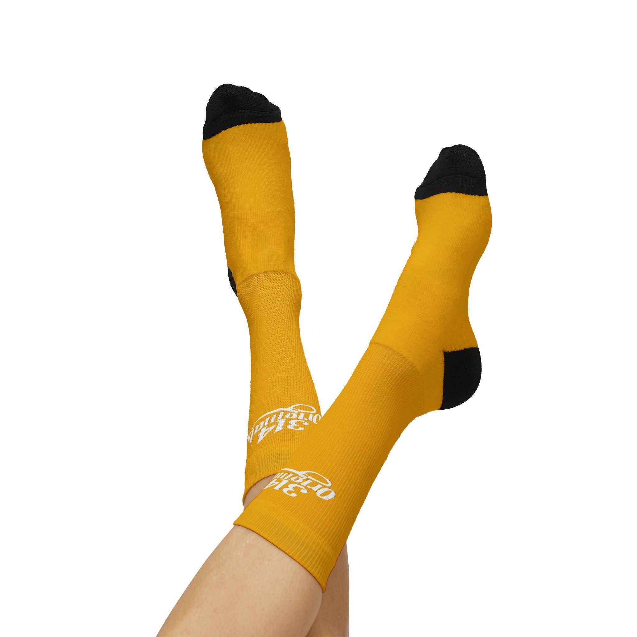 Yellow Sublimation Socks with '314 Originals' Script — Athletic Crew Socks - 314 Originals