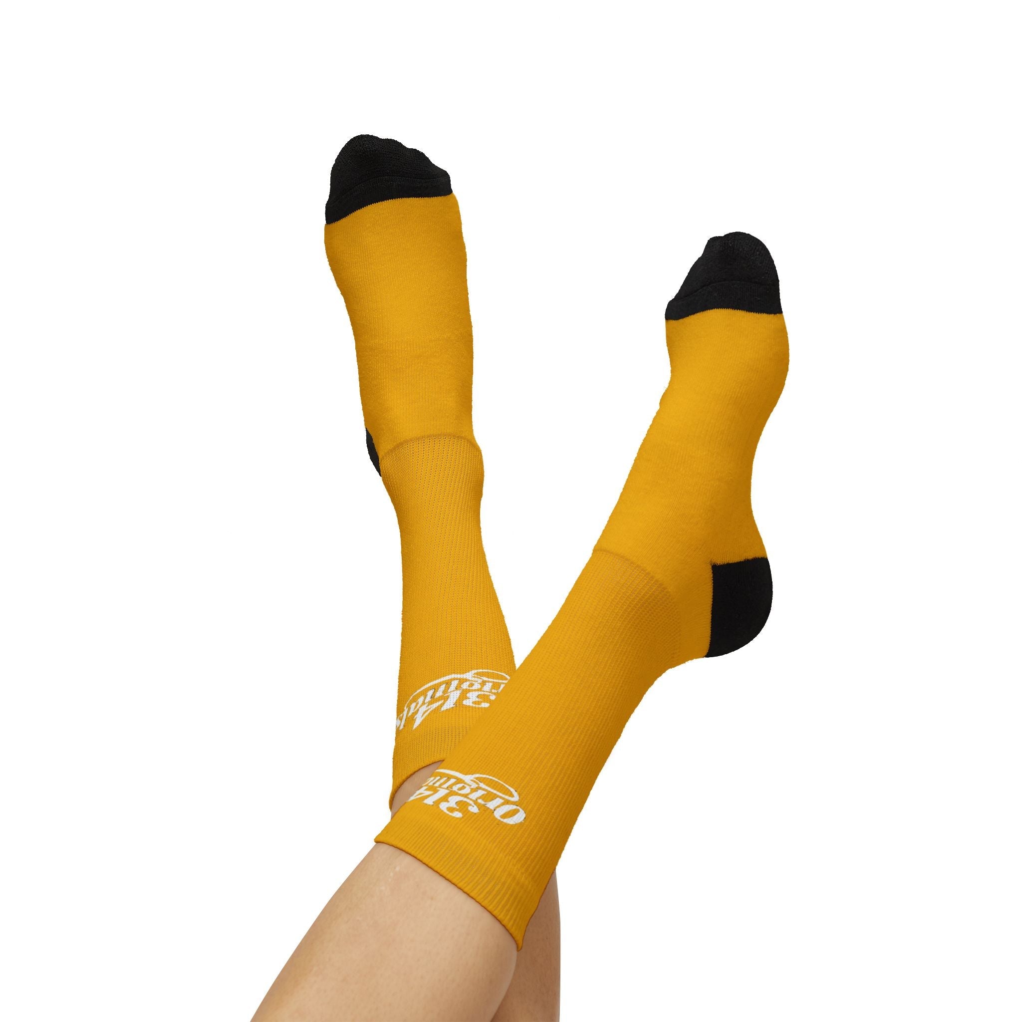 Yellow Sublimation Socks with '314 Originals' Script — Athletic Crew Socks - 314 Originals
