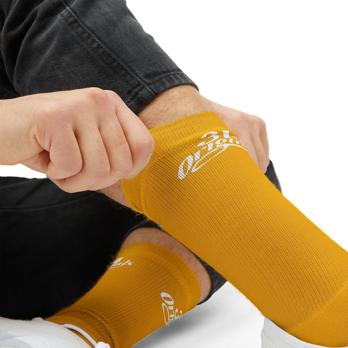 Yellow Sublimation Socks with '314 Originals' Script — Athletic Crew Socks - 314 Originals
