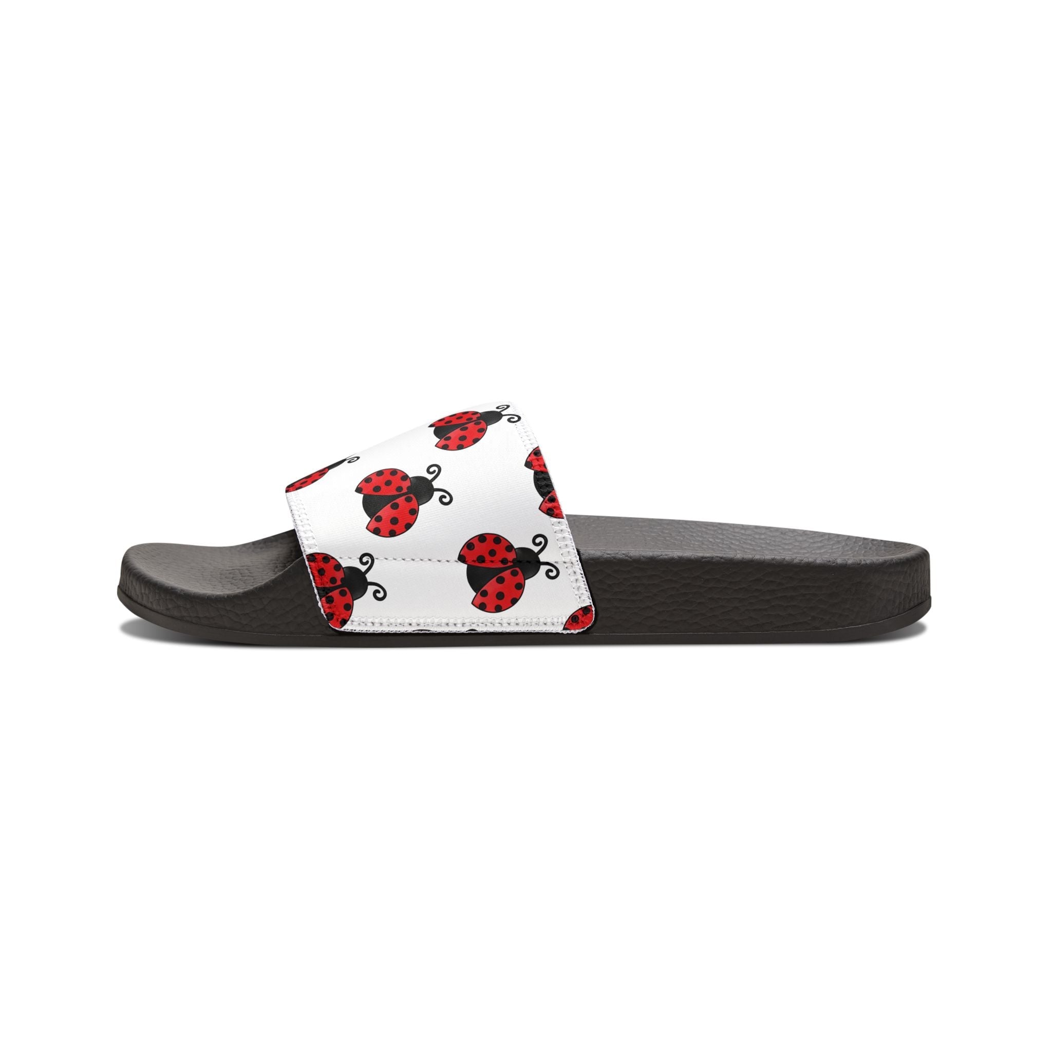Youth Ladybug Slide Sandals — Removable Strap Cute Red Ladybug Pattern - 314 Originals