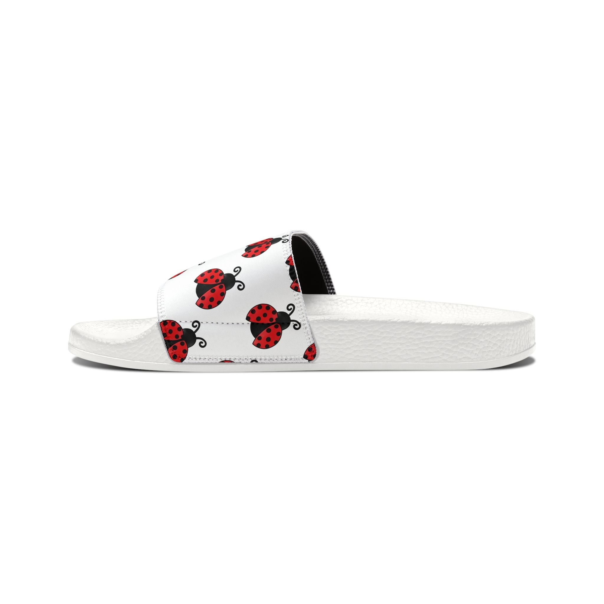 Youth Ladybug Slide Sandals — Removable Strap Cute Red Ladybug Pattern - 314 Originals