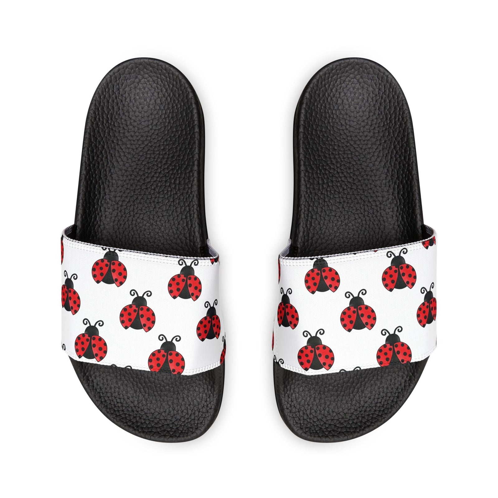 Youth Ladybug Slide Sandals — Removable Strap Cute Red Ladybug Pattern - 314 Originals