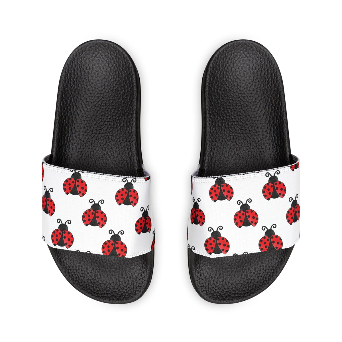Youth Ladybug Slide Sandals — Removable Strap Cute Red Ladybug Pattern - 314 Originals