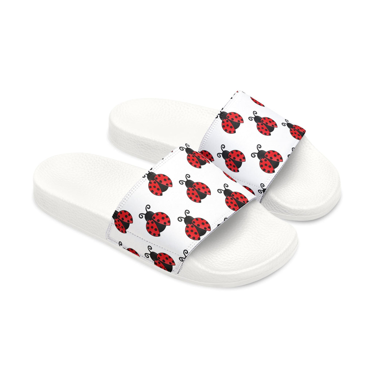 Youth Ladybug Slide Sandals — Removable Strap Cute Red Ladybug Pattern - 314 Originals