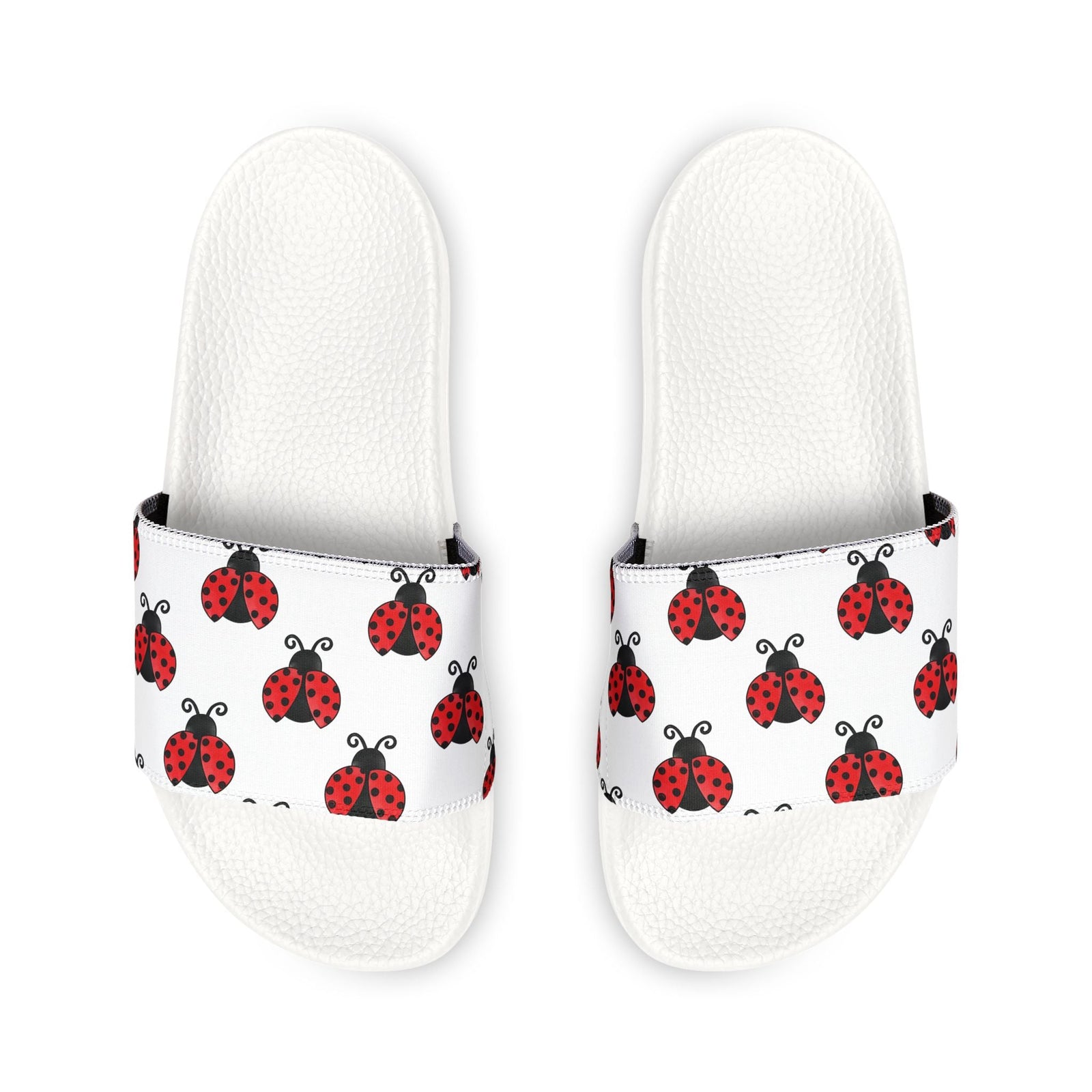 Youth Ladybug Slide Sandals — Removable Strap Cute Red Ladybug Pattern - 314 Originals