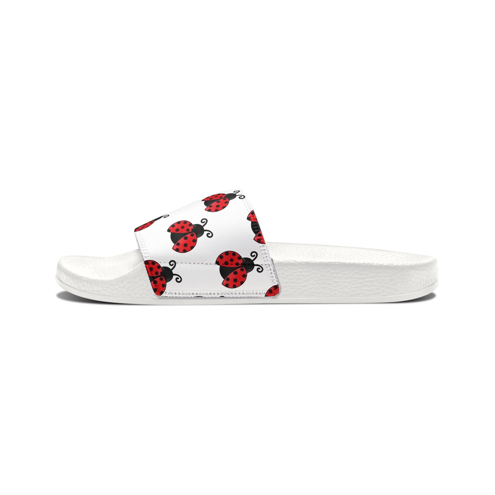 Youth Ladybug Slide Sandals — Removable Strap Cute Red Ladybug Pattern - 314 Originals